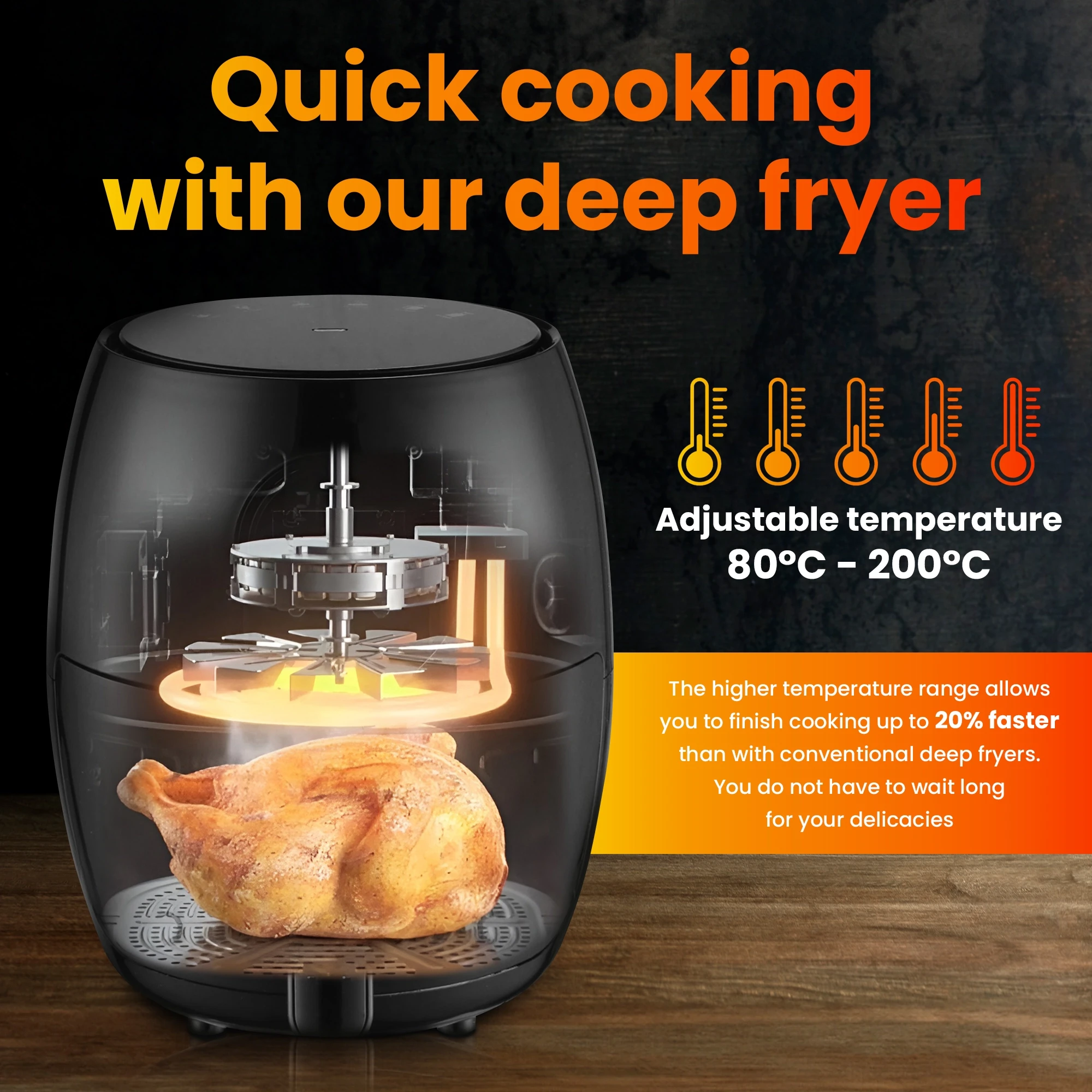 Gruzdintuvė Extralink Smart Life Air Fryer SJ-200 2L EU, 1000W aprašymas - Prekės nuotrauka