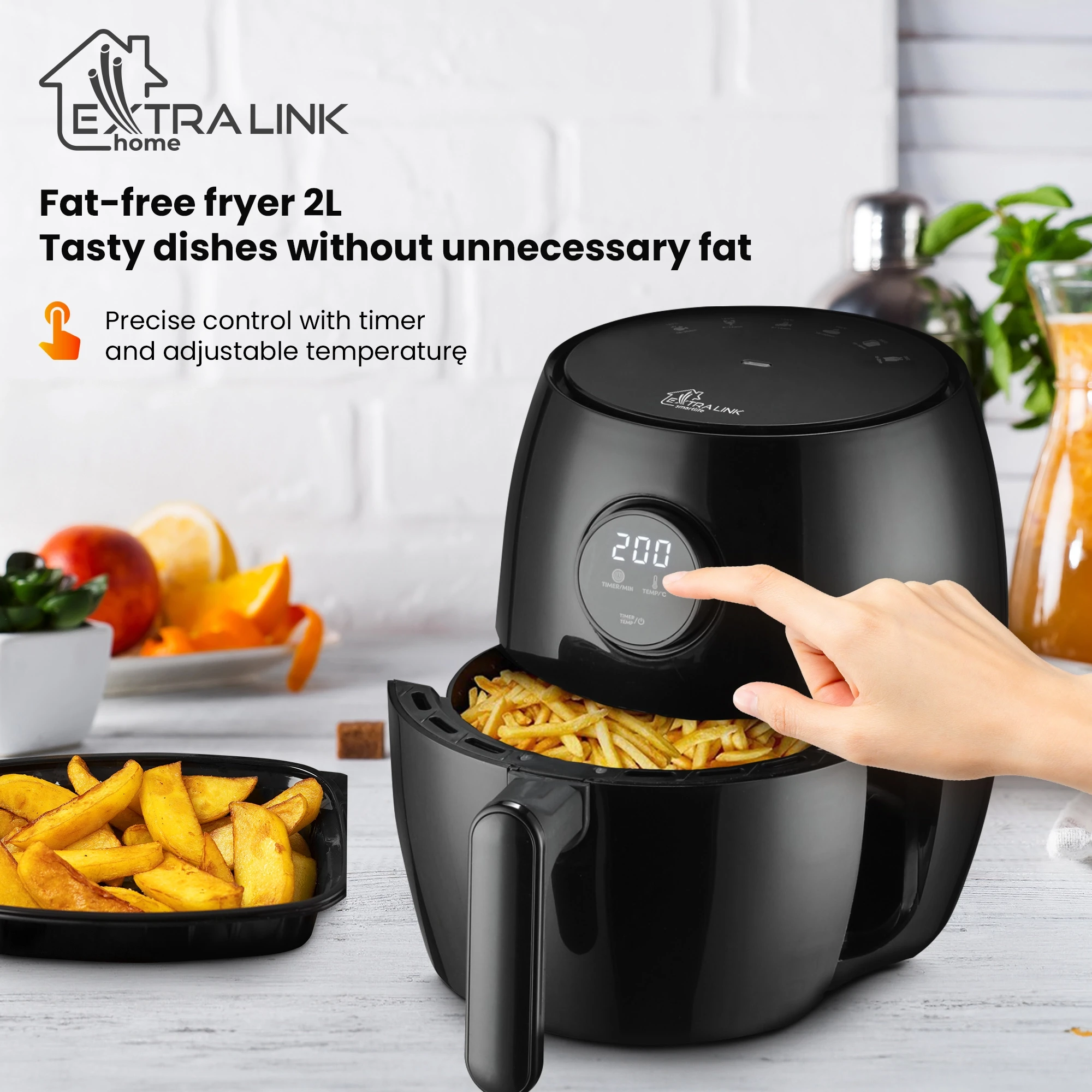 Gruzdintuvė Extralink Smart Life Air Fryer SJ-200 2L EU, 1000W aprašymas - Prekės nuotrauka