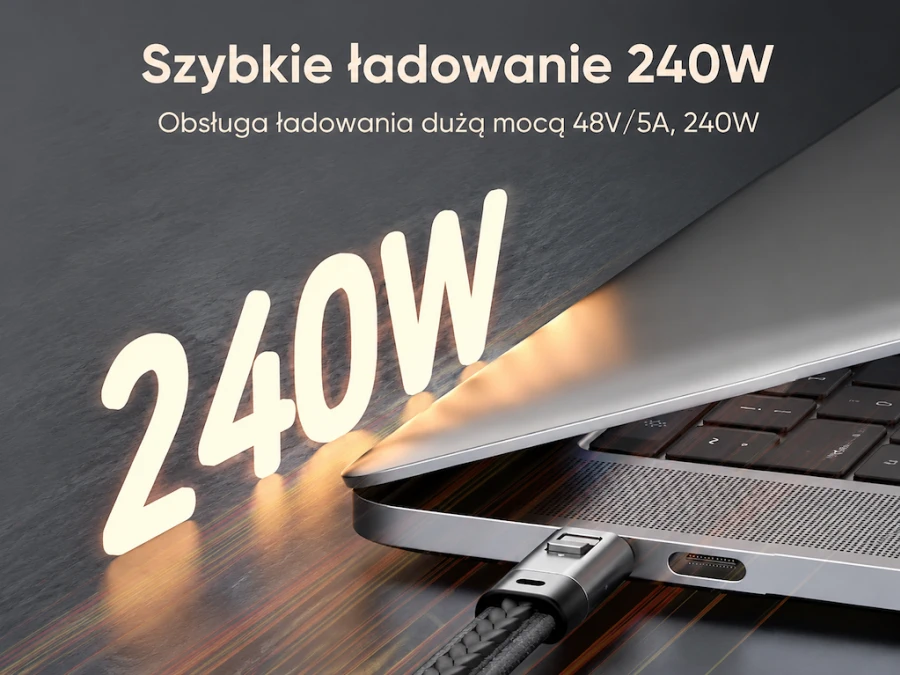 EXTRALINK SMART LIFE CABLE 240W USB-C - USB-C KEYCHAIN, 22CM, NYLON BRAIDED, Juodas aprašymas - Prekės nuotrauka