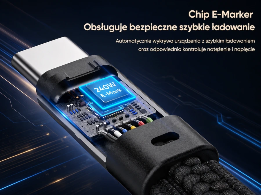 EXTRALINK SMART LIFE CABLE 240W USB-C - USB-C KEYCHAIN, 22CM, NYLON BRAIDED, Juodas aprašymas - Prekės nuotrauka
