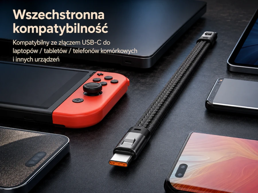 EXTRALINK SMART LIFE CABLE 240W USB-C - USB-C KEYCHAIN, 22CM, NYLON BRAIDED, Juodas aprašymas - Prekės nuotrauka