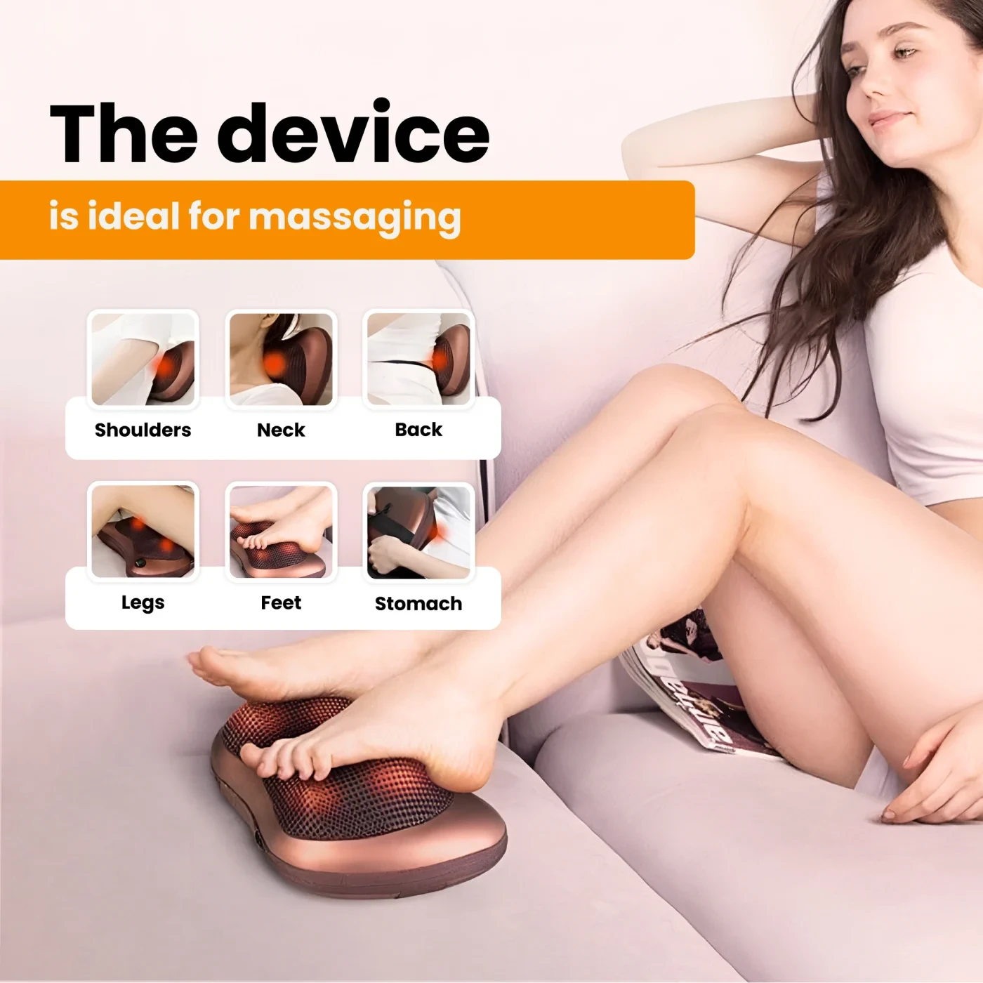 Extralink Smart Life Massage Pillow | Poduszka masująca | 8 głowic masujących, Zasilanie AC, DC aprašymas - Prekės nuotrauka