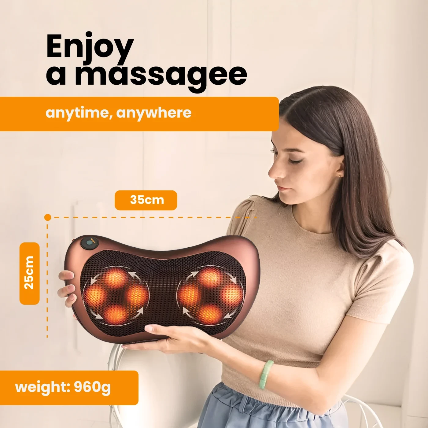 Extralink Smart Life Massage Pillow | Poduszka masująca | 8 głowic masujących, Zasilanie AC, DC aprašymas - Prekės nuotrauka
