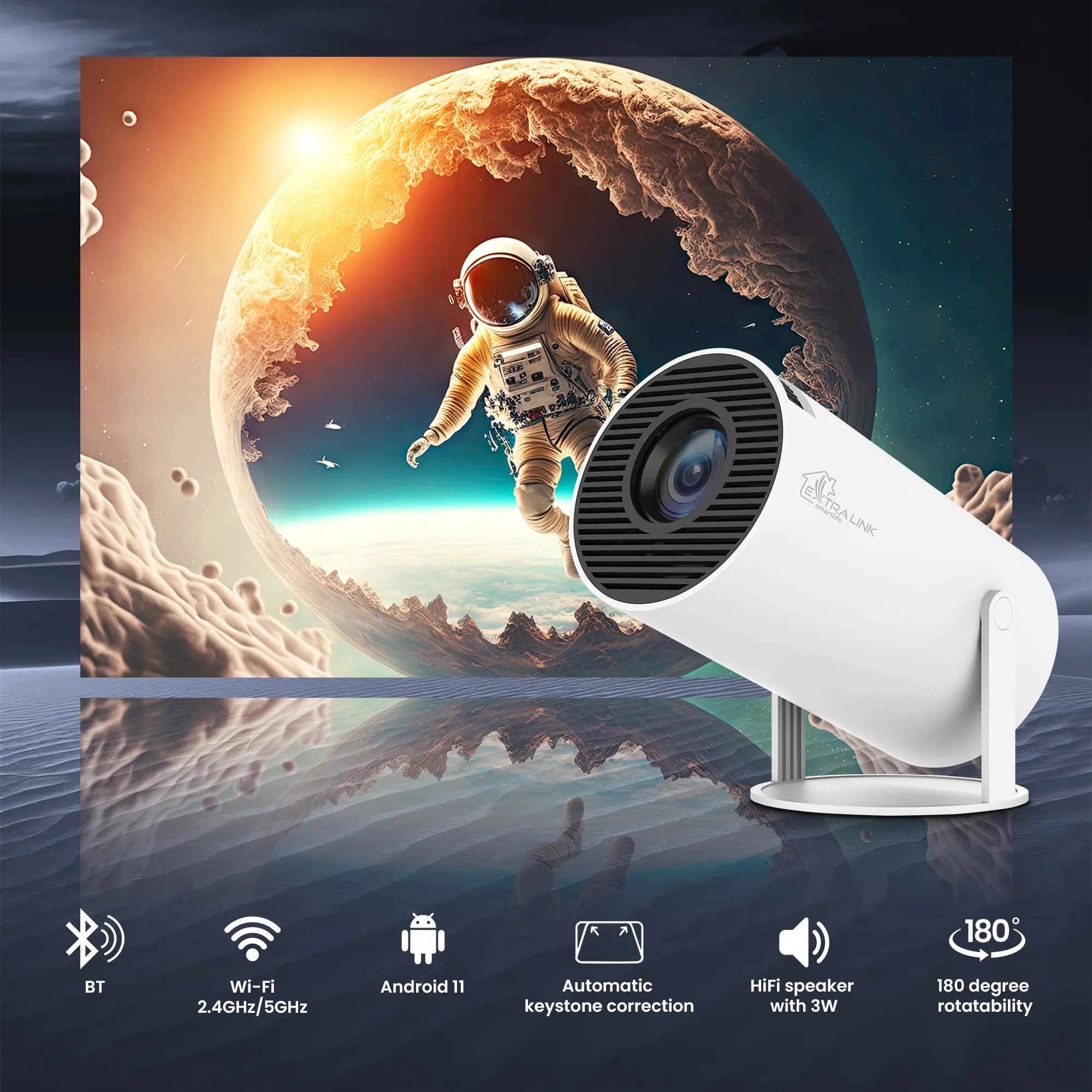 Extralink ESP-MINI-V2BL filmų projektorius 200 ANSI liumenų 1280 x 720 px Juodas aprašymas - Prekės nuotrauka