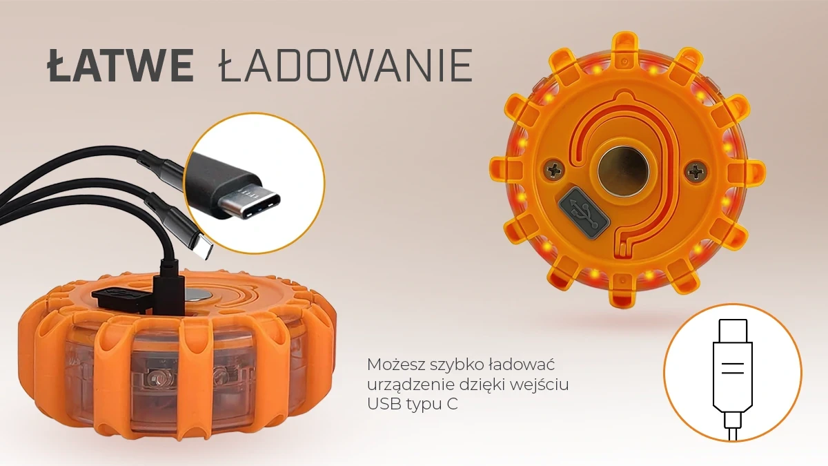 EXTRALINK SMARTLIFE SYGNALIZATOR DROGOWY LED FLARA DROGOWA USB-C aprašymas - Prekės nuotrauka