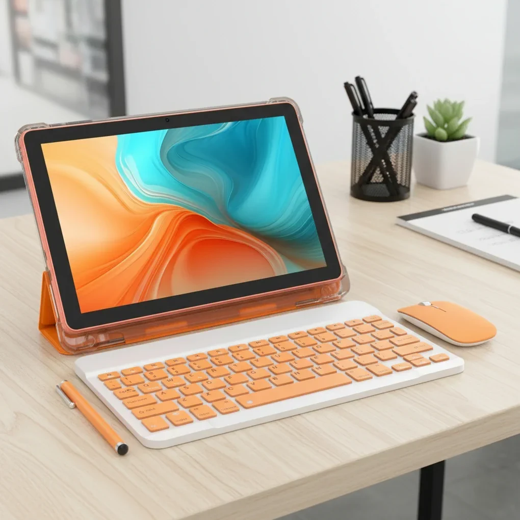 Extralink Planšetė CP31 4GB RAM+128GB Oranžinis | Planšetė | Android 15, 2Mpx+8Mpx, 6000mAh, 1280x800px, klaviatūra, pelė, rysik aprašymas - Prekės nuotrauka