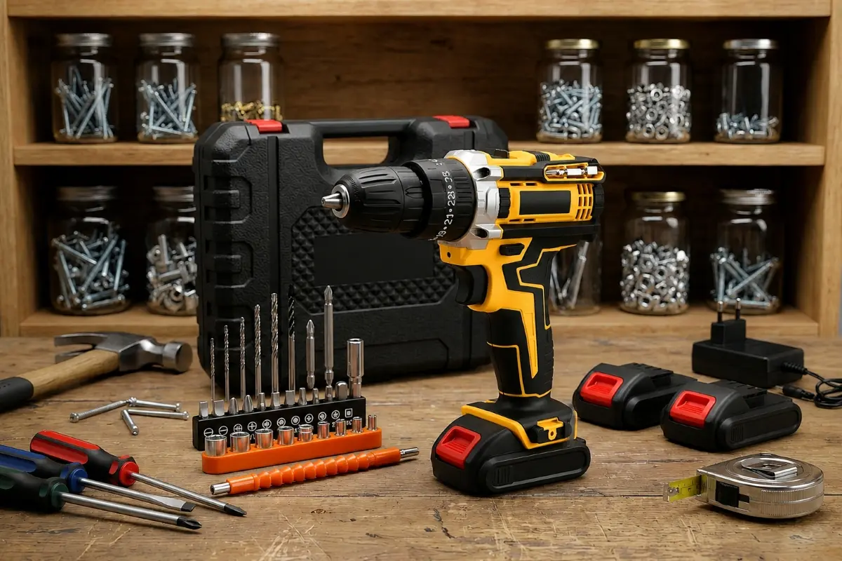 Extralink Tools Geltona Cordless Drill with 2 Batteries aprašymas - Prekės nuotrauka