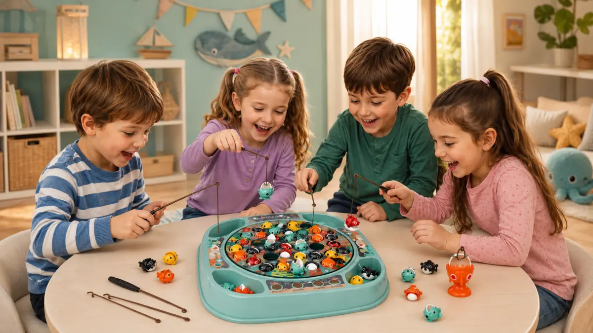 EXTRALINK TOYS Žaidimas ŁOWIENIE RYBEK ZRĘCZNOŚCIOWA RYBKI DO ŁOWIENIA 45 SZT + 4 WĘDKI MUZYKA aprašymas - Prekės nuotrauka