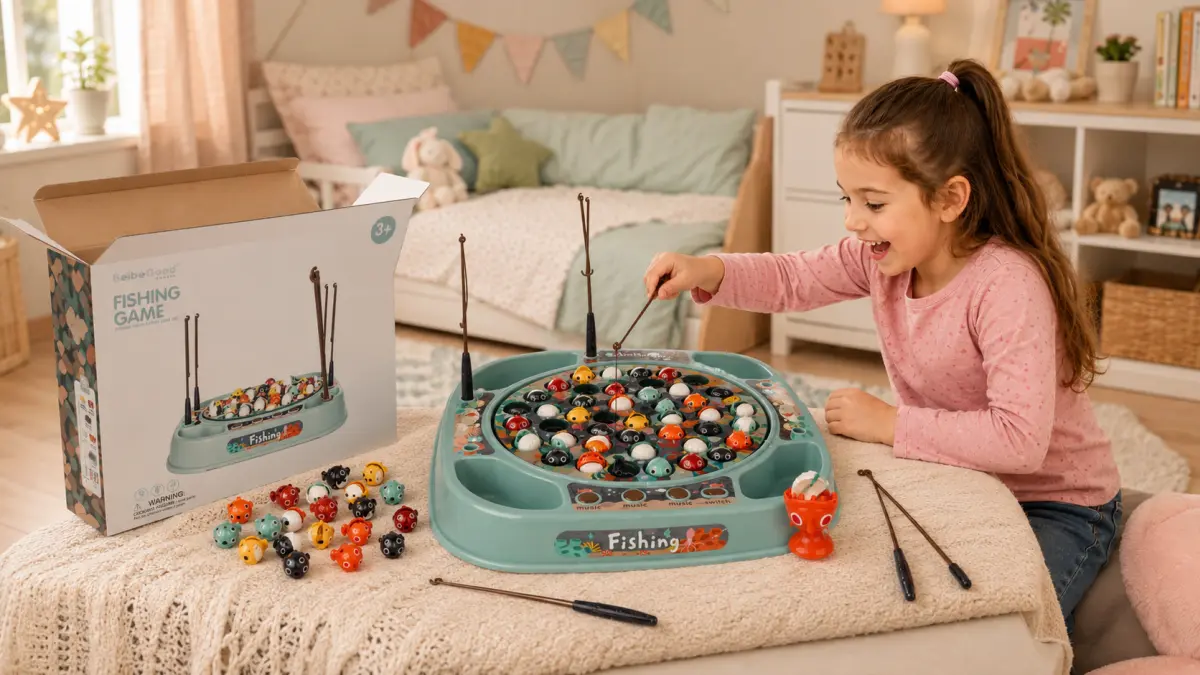 EXTRALINK TOYS Žaidimas ŁOWIENIE RYBEK ZRĘCZNOŚCIOWA RYBKI DO ŁOWIENIA 45 SZT + 4 WĘDKI MUZYKA aprašymas - Prekės nuotrauka
