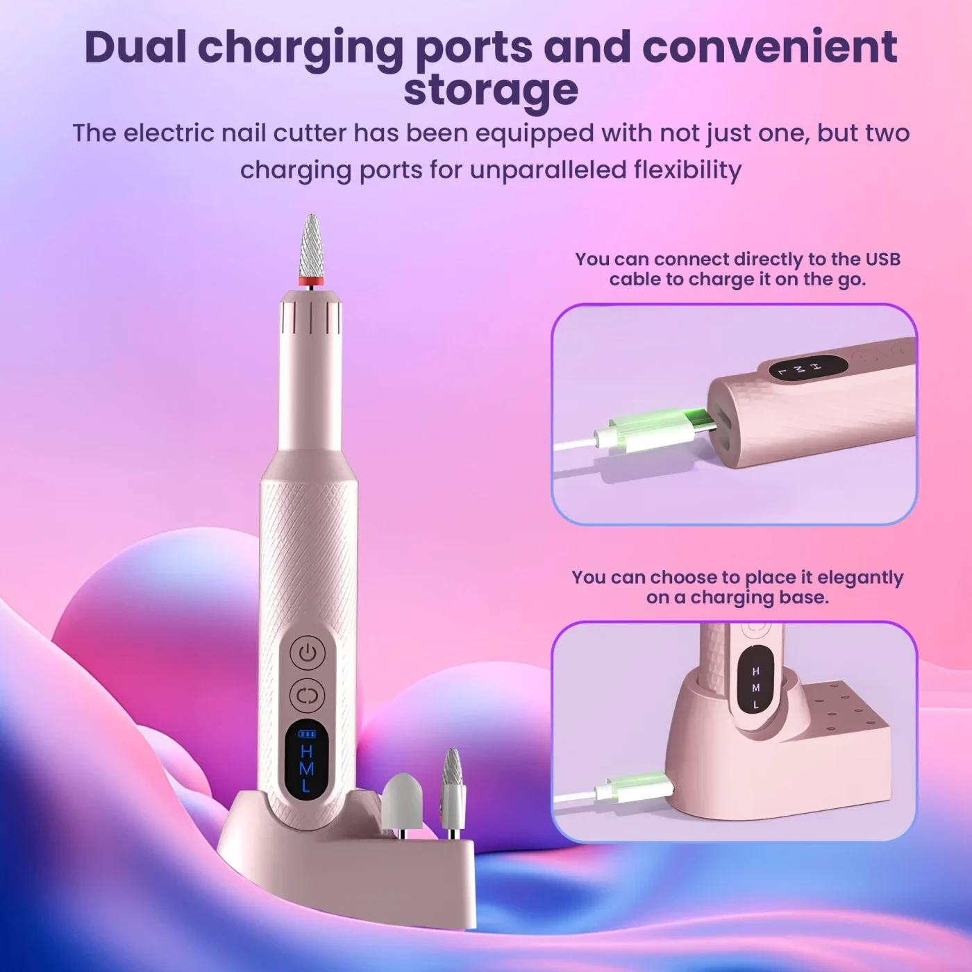 Extralink Wireless Nail Drill, Rožinė aprašymas - Prekės nuotrauka