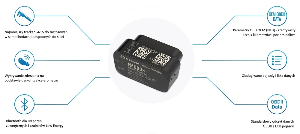 Teltonika FMB003 GPS ieškiklis su OBDII, GNSS, GSM, Bluetooth 4.0 jungtimi aprašymas - Prekės nuotrauka Teltonika FMB003 GPS ieškiklis su OBDII, GNSS, GSM, Bluetooth 4.0 jungtimi aprašymas - Prekės nuotrauka