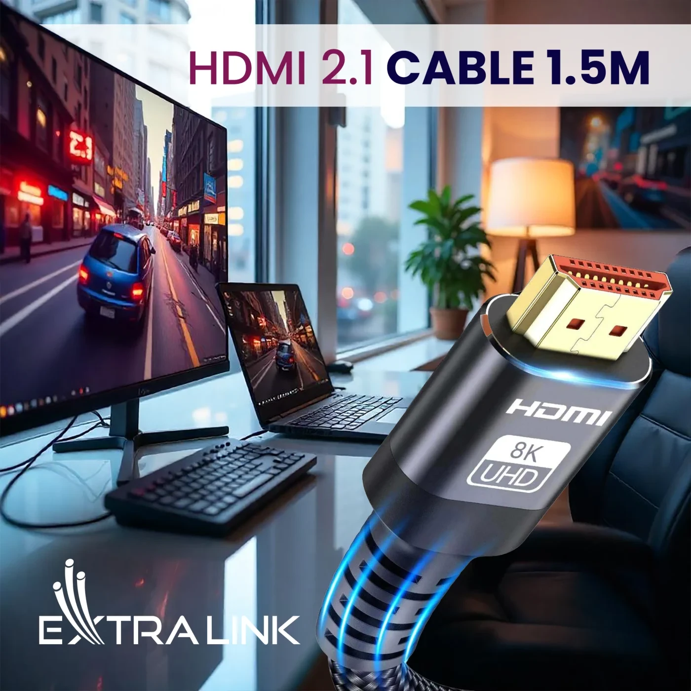 HDMI 2.1 „Extralink“ laidas, 8K HDR, 1,5 m aprašymas - Prekės nuotrauka HDMI 2.1 „Extralink“ laidas, 8K HDR, 1,5 m aprašymas - Prekės nuotrauka