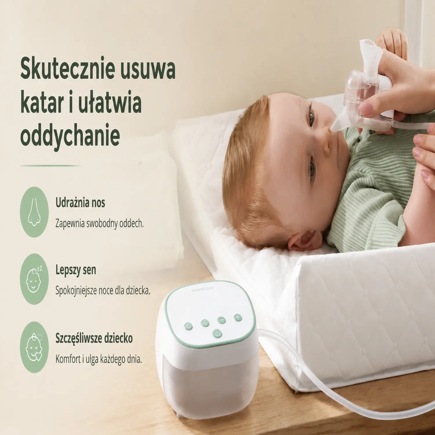 Momcozy BreezyClear Pro™ | Elektrinis nosies aspiratorius vaikams | 75 kPa aprašymas - Prekės nuotrauka