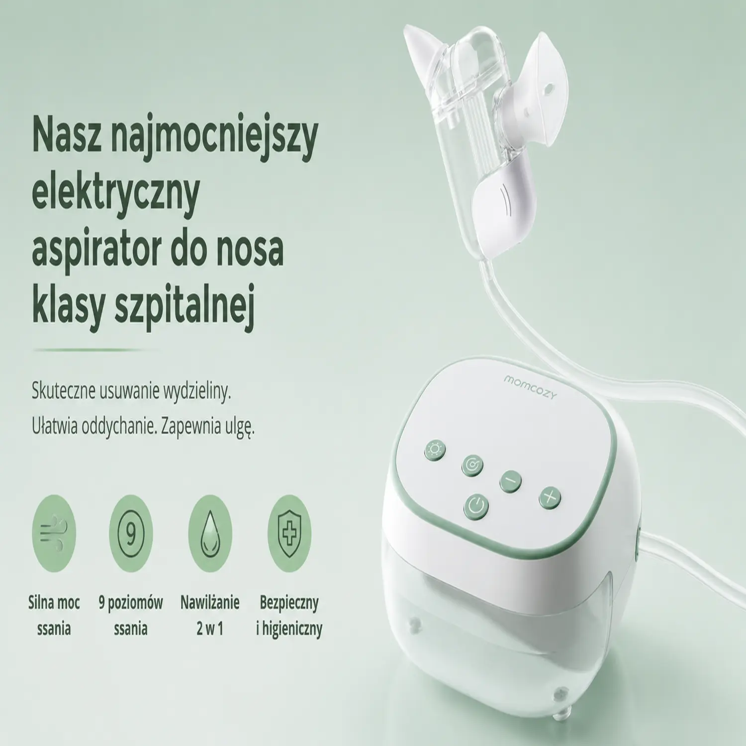 Momcozy BreezyClear Pro™ | Elektrinis nosies aspiratorius vaikams | 75 kPa aprašymas - Prekės nuotrauka