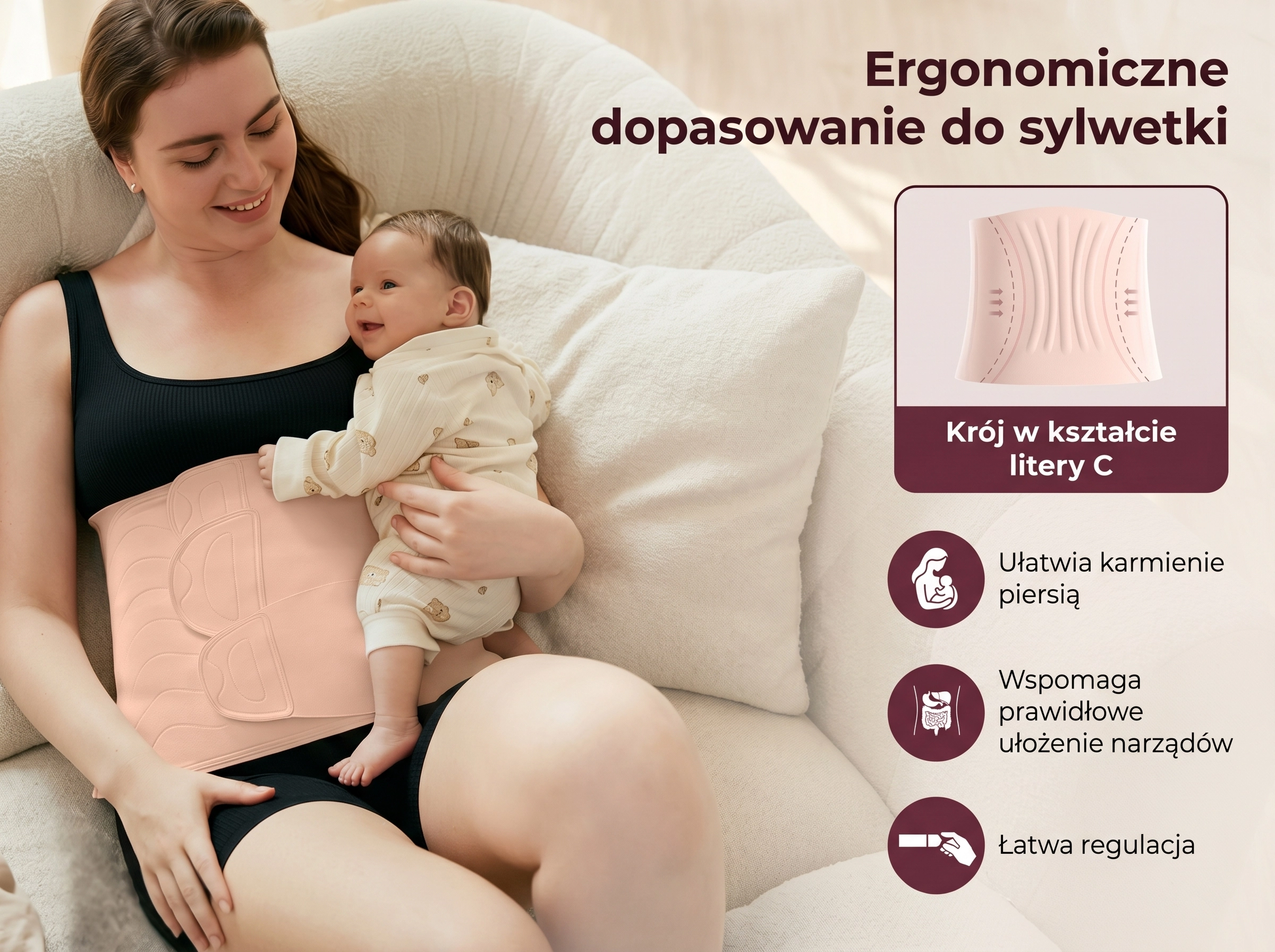 Momcozy ErgoWrap Belly Band (L) | Postpartum belt | Nude aprašymas - Prekės nuotrauka