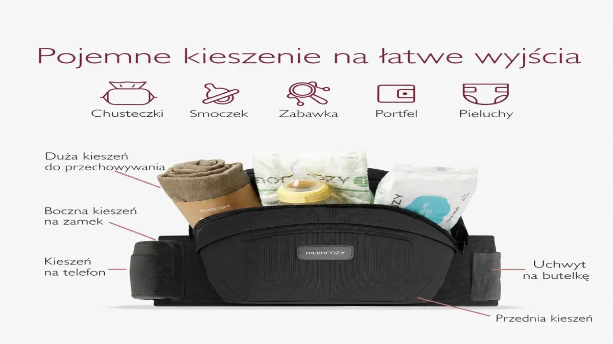MOMCOZY HC002 | Carrier with hip seat | Juodas colour aprašymas - Prekės nuotrauka
