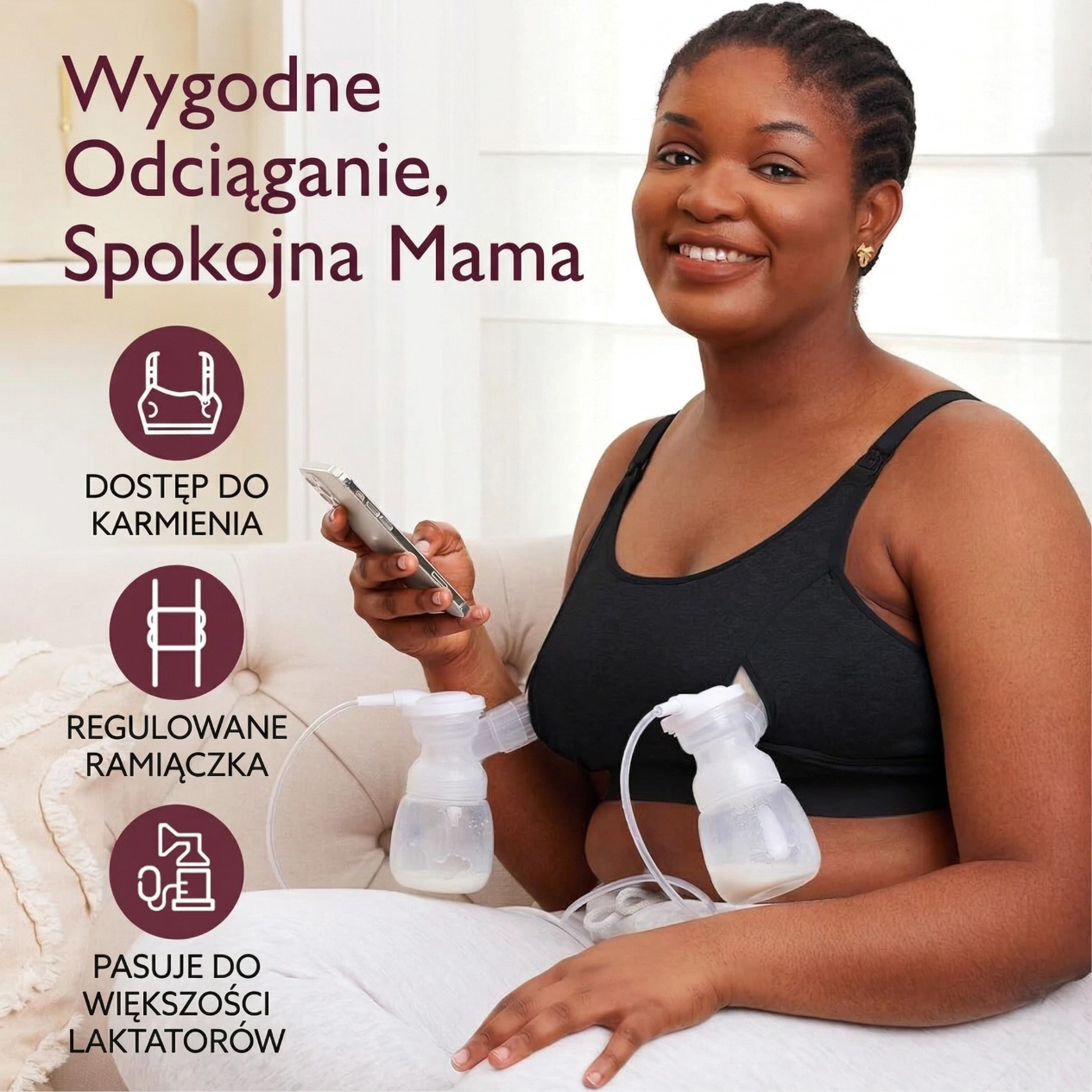 Momcozy YN08 (S), Hands-Free breast pump bra, Juodas aprašymas - Prekės nuotrauka