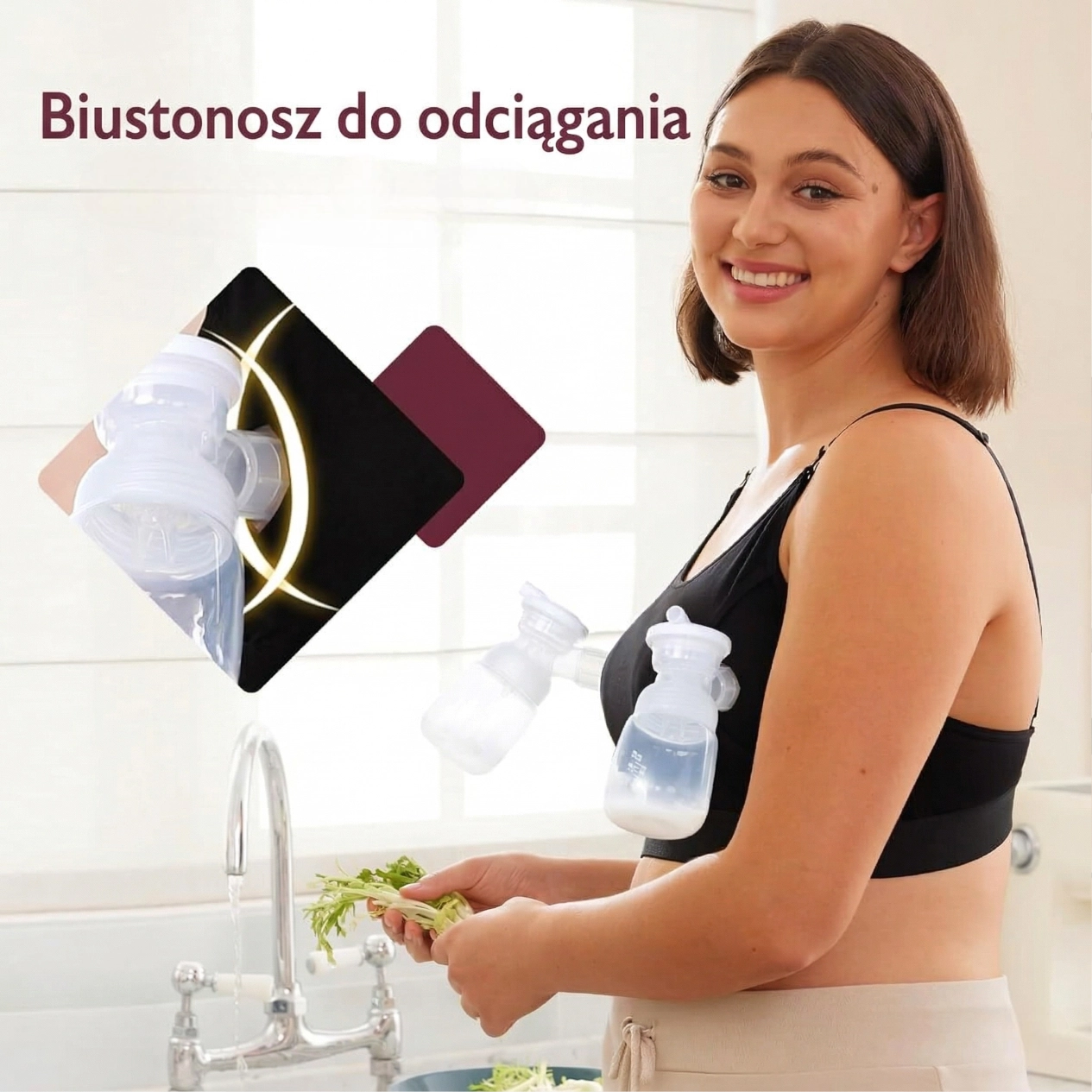 Momcozy YN08 (S), Hands-Free breast pump bra, Juodas aprašymas - Prekės nuotrauka
