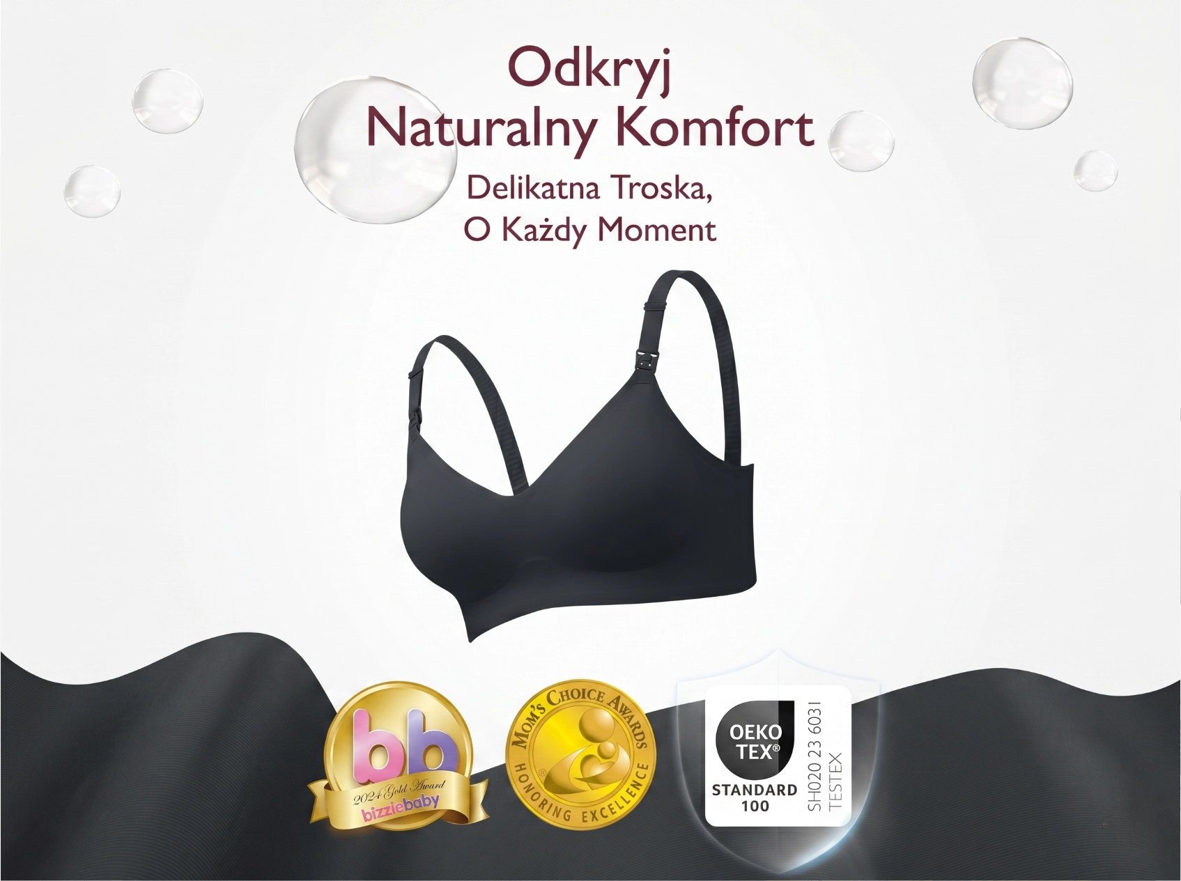 Momcozy YN21 (L) | Seamless nursing bra | Juodas aprašymas - Prekės nuotrauka