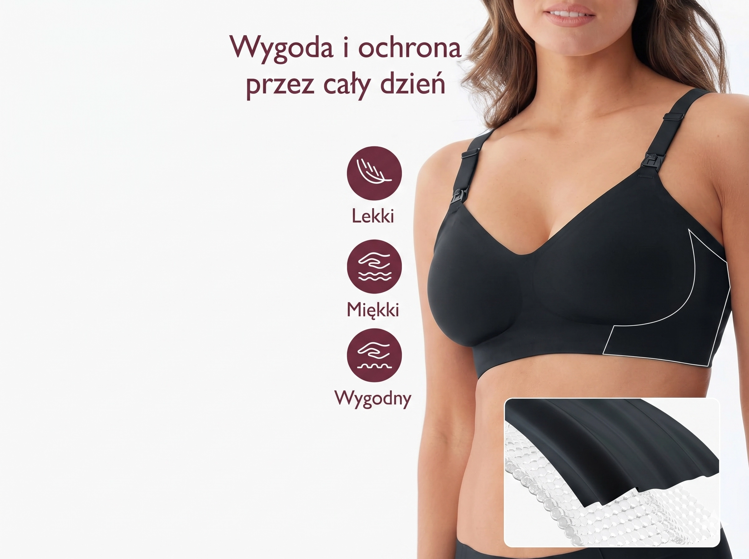 Momcozy YN21 (L) | Seamless nursing bra | Juodas aprašymas - Prekės nuotrauka