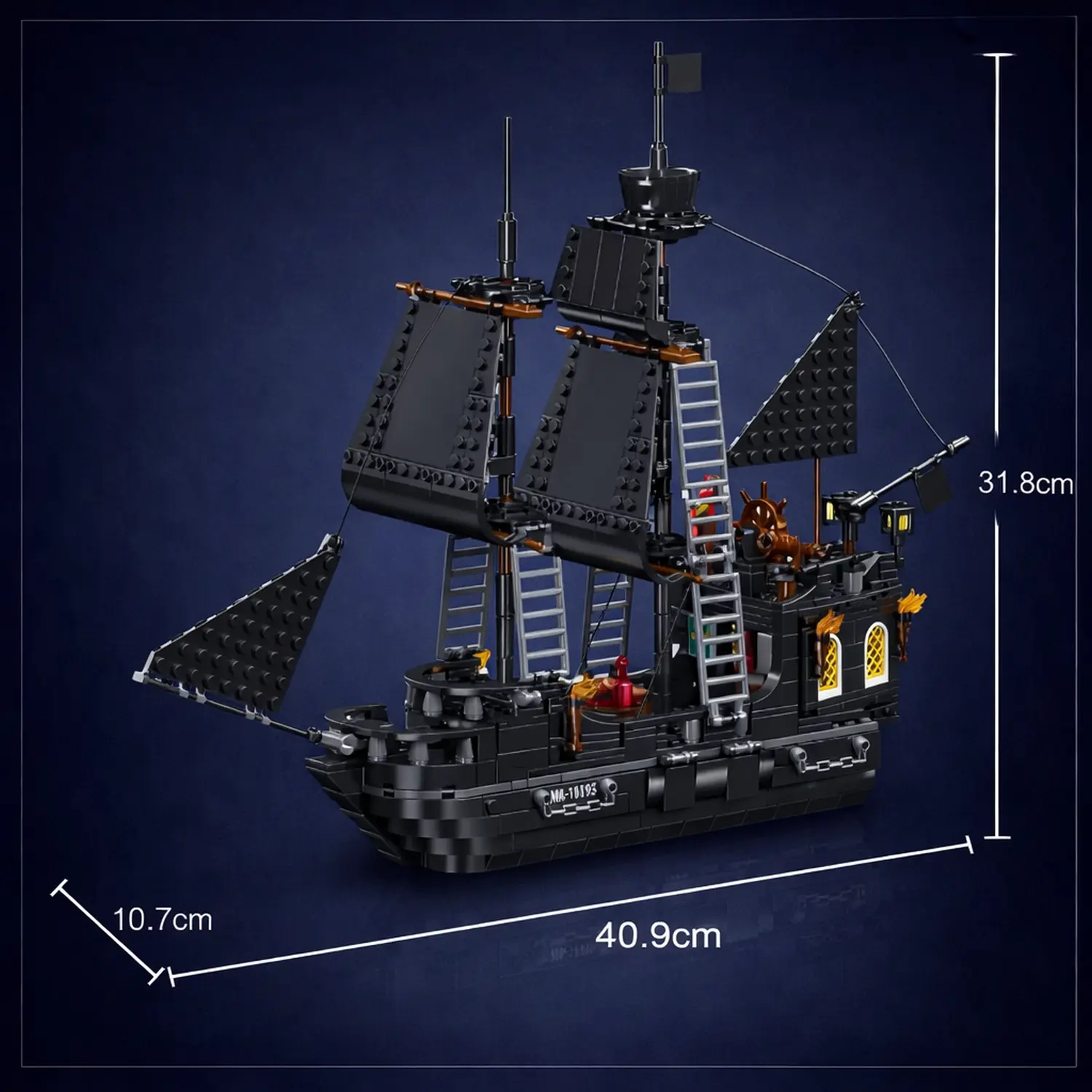 Mould King Mould King Juodas Pearl Pirate Ship 10195 | Rinkinys klocków | 932 dalys aprašymas - Prekės nuotrauka