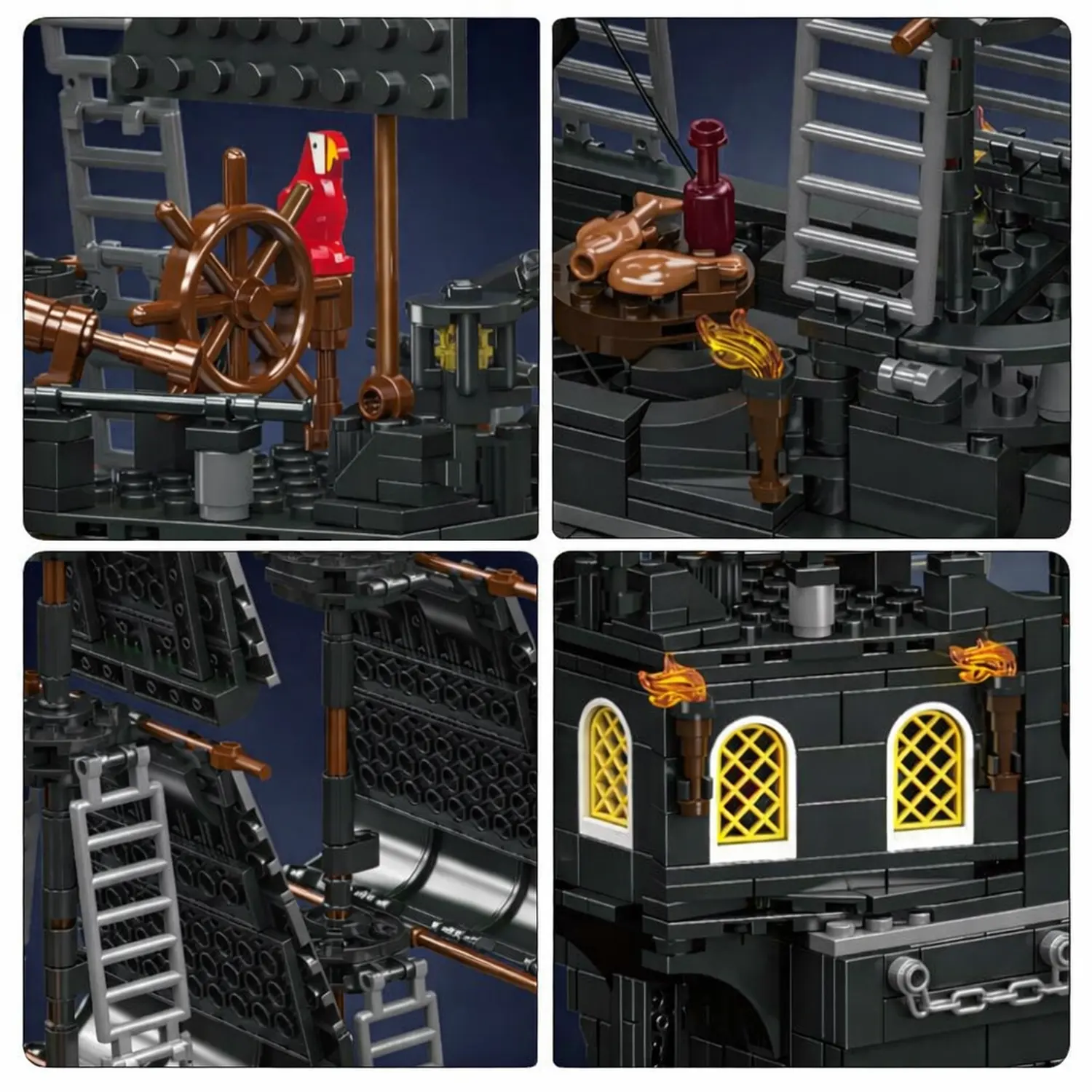 Mould King Mould King Juodas Pearl Pirate Ship 10195 | Rinkinys klocków | 932 dalys aprašymas - Prekės nuotrauka