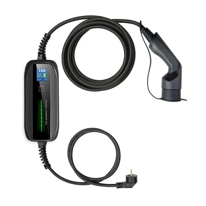 Portable Electric Car Charger Extralink BS-PCD030 16A 3.6kW Schuko, Single Phase, 5.5m, LCD Ekranas, IP67 aprašymas - Prekės nuotrauka