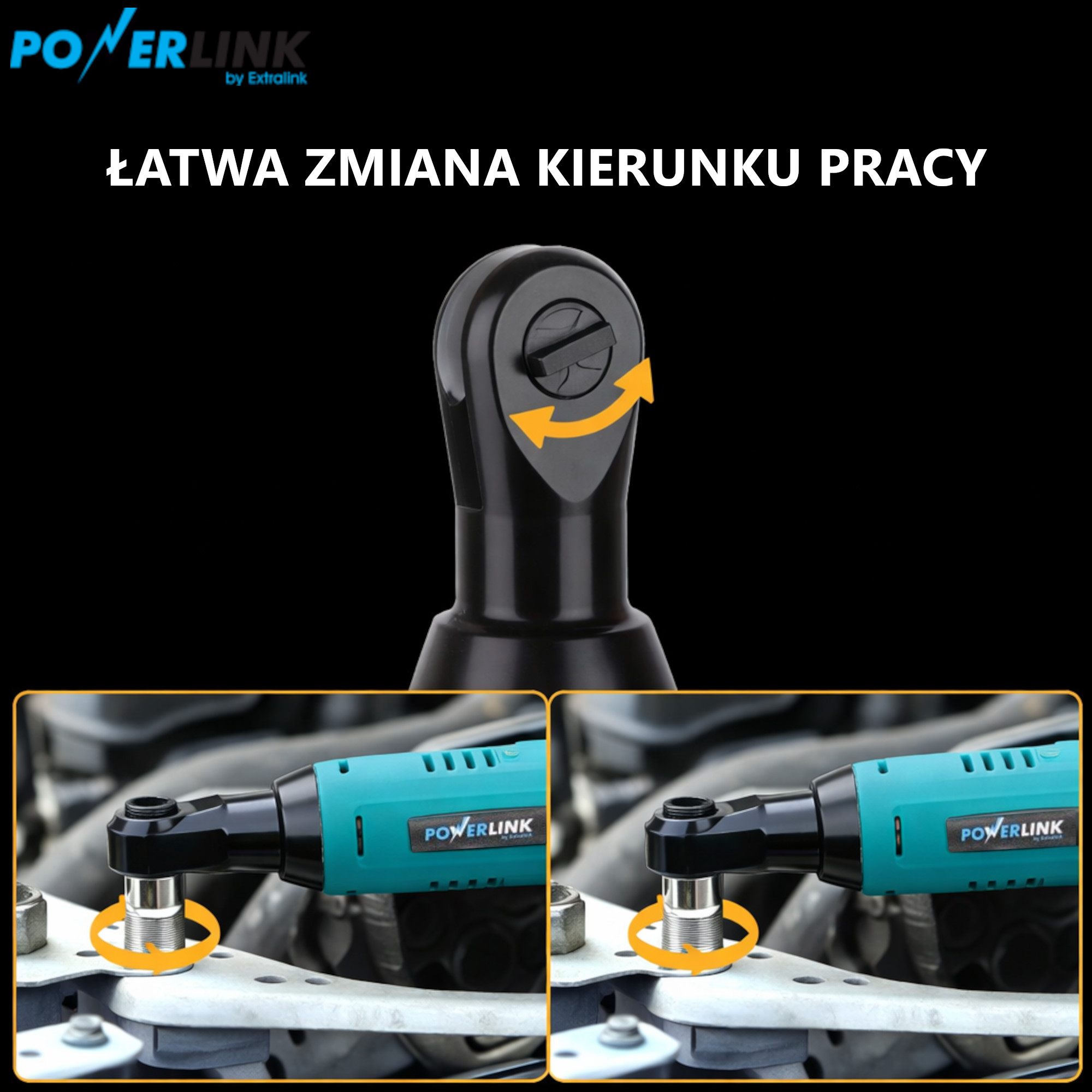 „Extralink Powerlink“ | Smūginis veržliasukis | belaidis, bešepetis, reketas, 2 baterijos aprašymas - Prekės nuotrauka