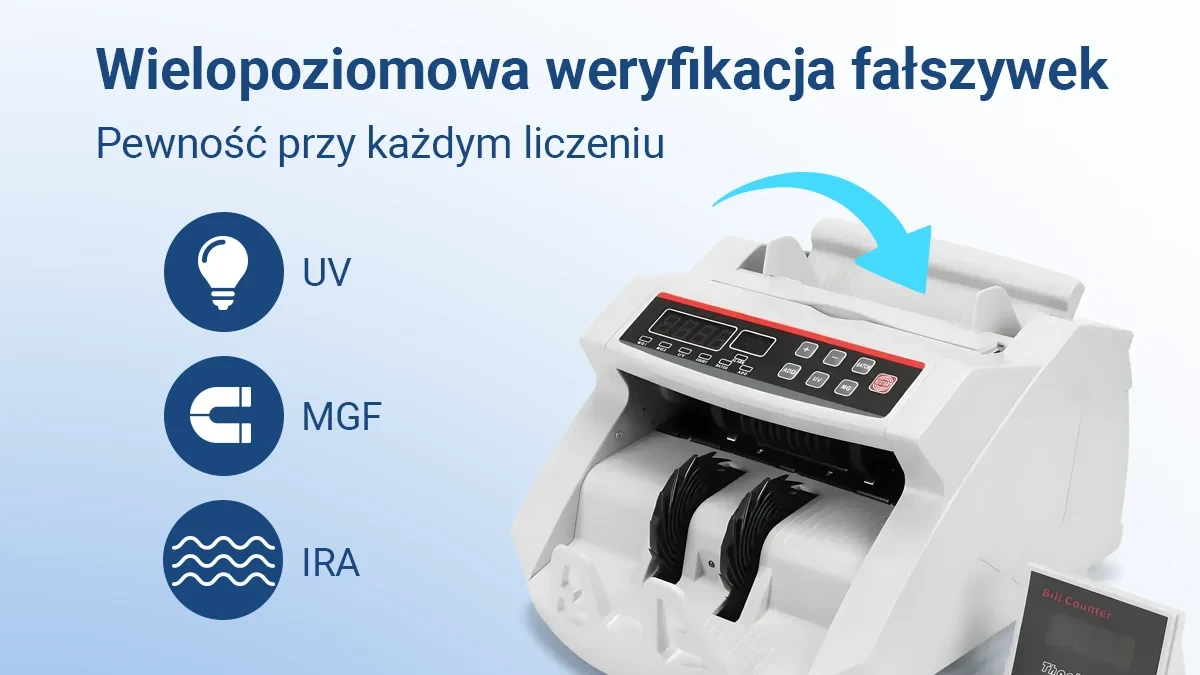 Extralink | Profesionalus banknotų skaičiuotuvas | UV MGF baltas aprašymas - Prekės nuotrauka
