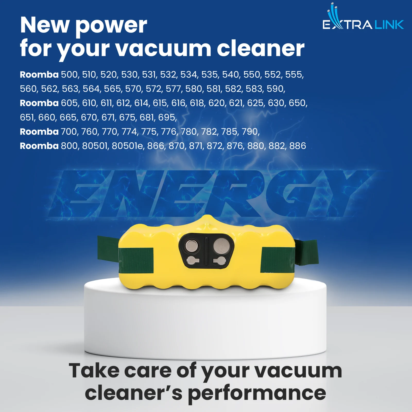Extralink Roomba | Baterija, dulkių siurblio baterija | 500/600/700/800 serija 14,4 V 3000 mAh aprašymas - Prekės nuotrauka