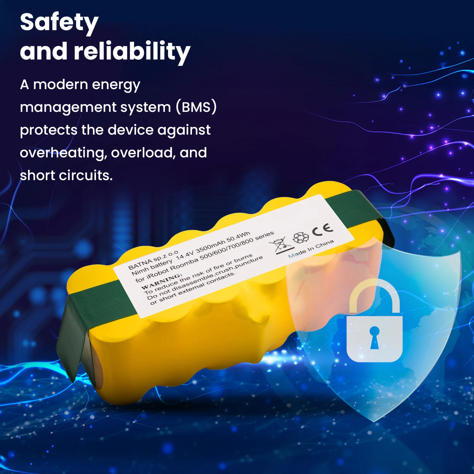 Extralink Roomba | Baterija, dulkių siurblio baterija | 500/600/700/800 serija 14,4 V 3000 mAh aprašymas - Prekės nuotrauka