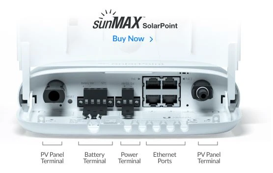 Maršrutizatorius Ubiquiti SM-SP-40 | Jungiklis | SUNMAX SolarPoint, 4x 24V PoE 100Mb/s, DC išvestis 40W aprašymas - Prekės nuotrauka