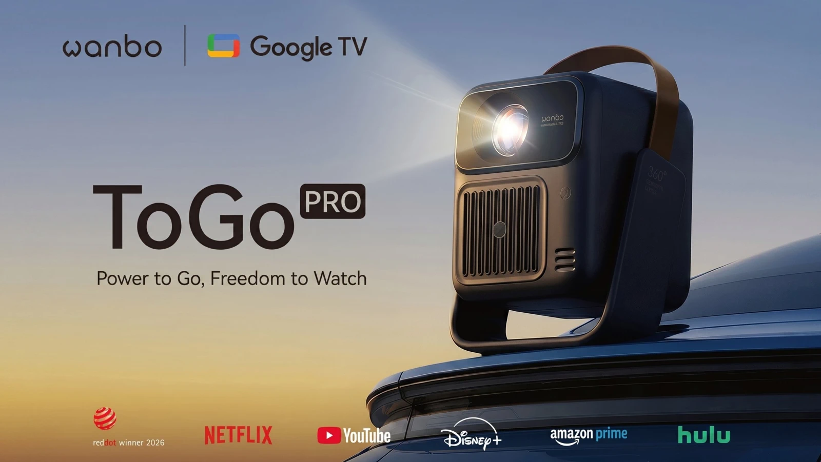 Wanbo ToGo Pro | Portable Projektorius | Built-in battery, 500 ANSI, 1080p, Google TV aprašymas - Prekės nuotrauka