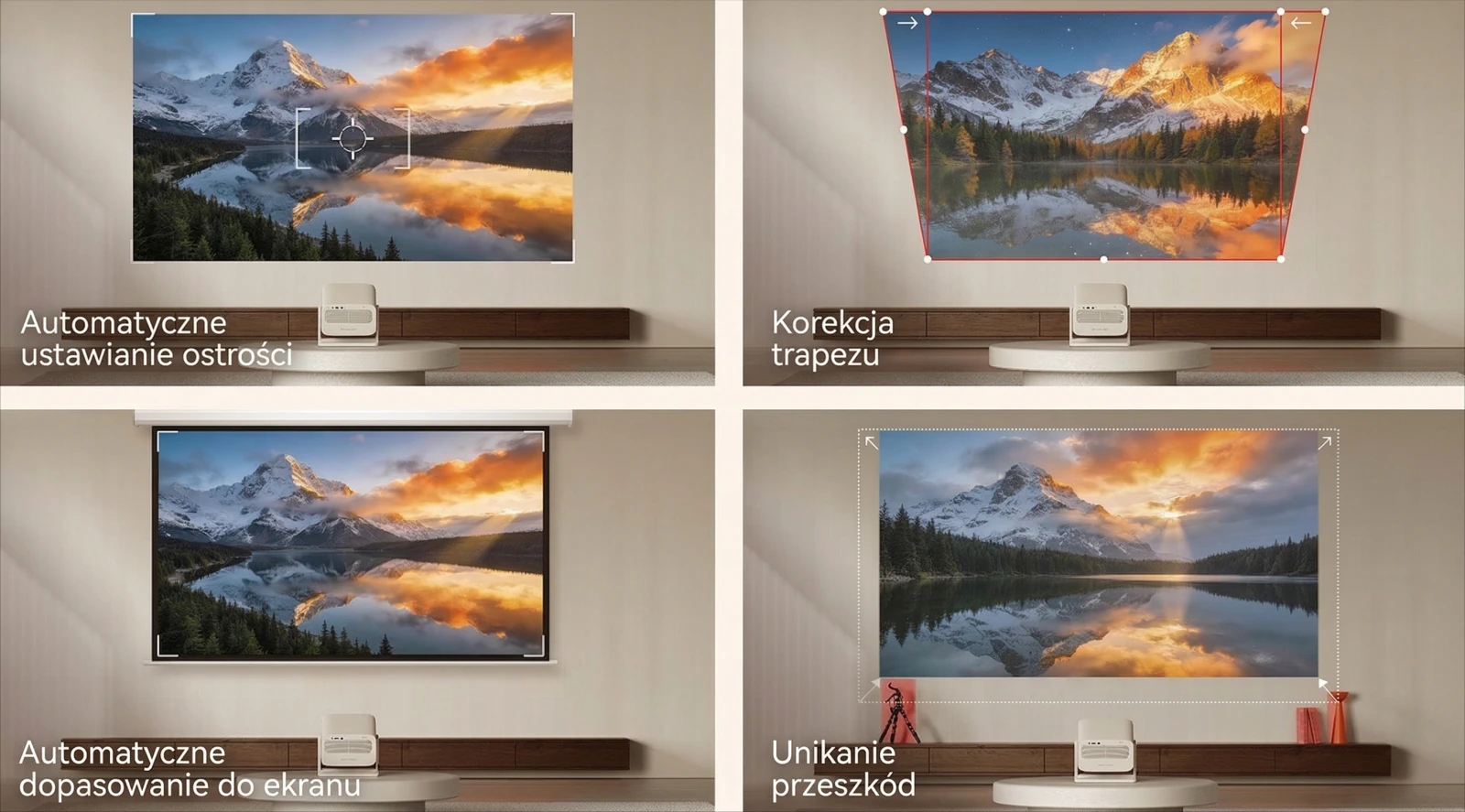 Wanbo Vali 1 Pro Kremas | Projektorius | 900 ANSI Lumen, Full HD, Google TV, Gimbal aprašymas - Prekės nuotrauka