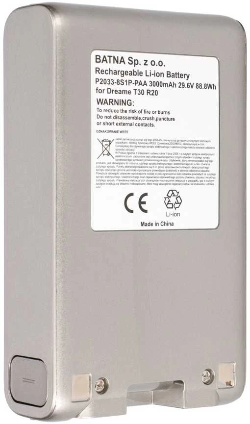 „Extralink“ | Baterija, dulkių siurblio baterija, skirta „Dreame T30 R20“ 21,6 V 3000 mAh pakaitalui