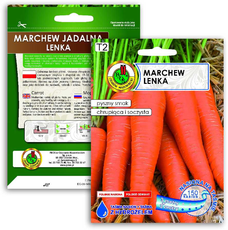 Edible Carrot Lenka PNOS Seeds on Tape, 6m Roll