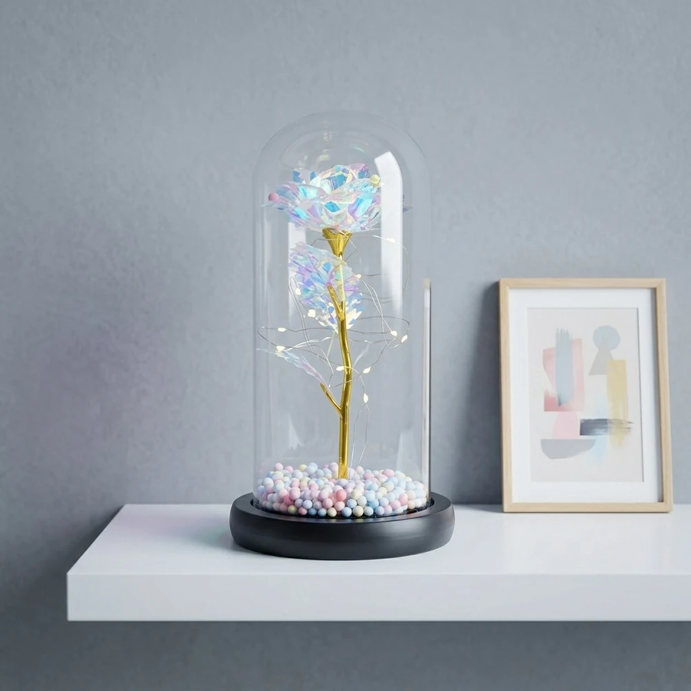 Extralink Pradžia | Amžina rožė stikle | baltas LED