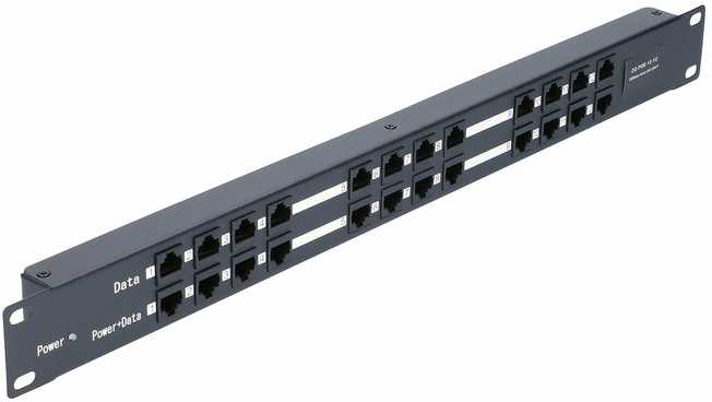 EXTRALINK 12 prievadų pasyvus PoE purkštukas / adapteris 10/100Mbps 12v ~ 48v DC stovas 19"