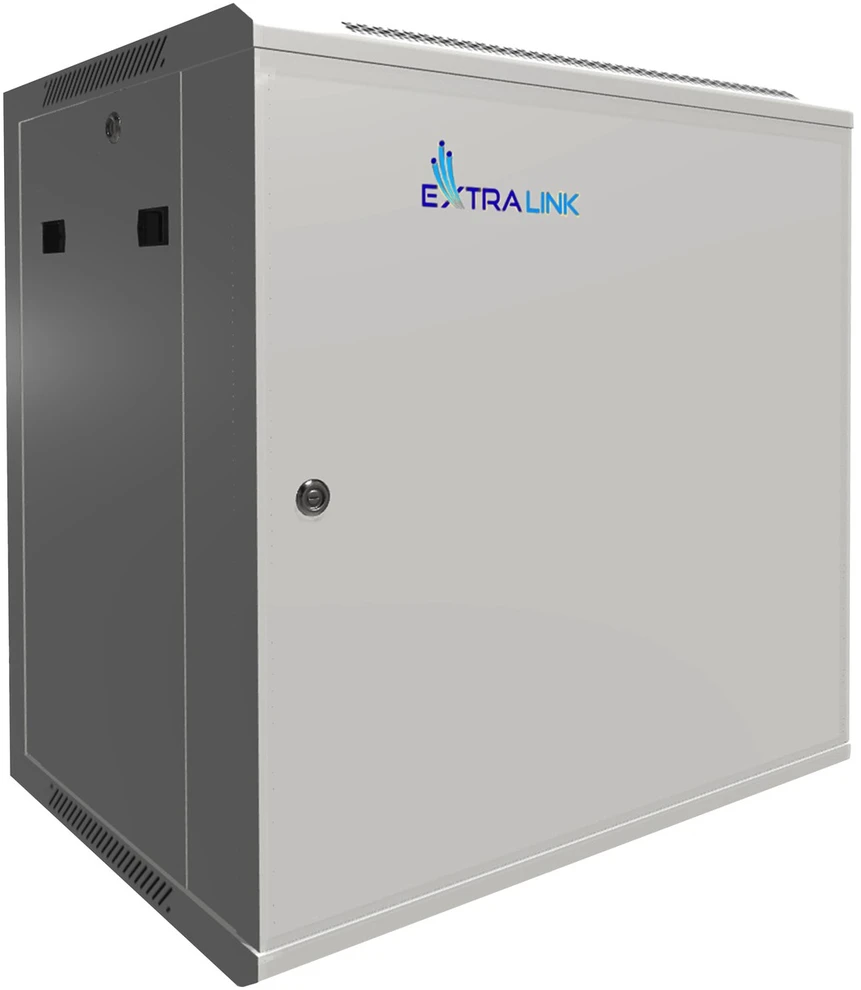 EXTRALINK 12U 600X450 ASP sieninė spintelė metalinių durų pilka
