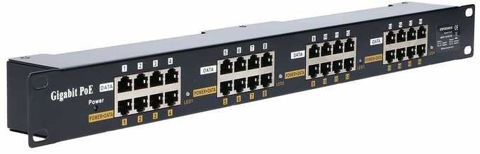 EXTRALINK 16 Port Passive arba 802.3af/at PoE Injector 1 GbE 18v ~ 57v DC Rack 19"