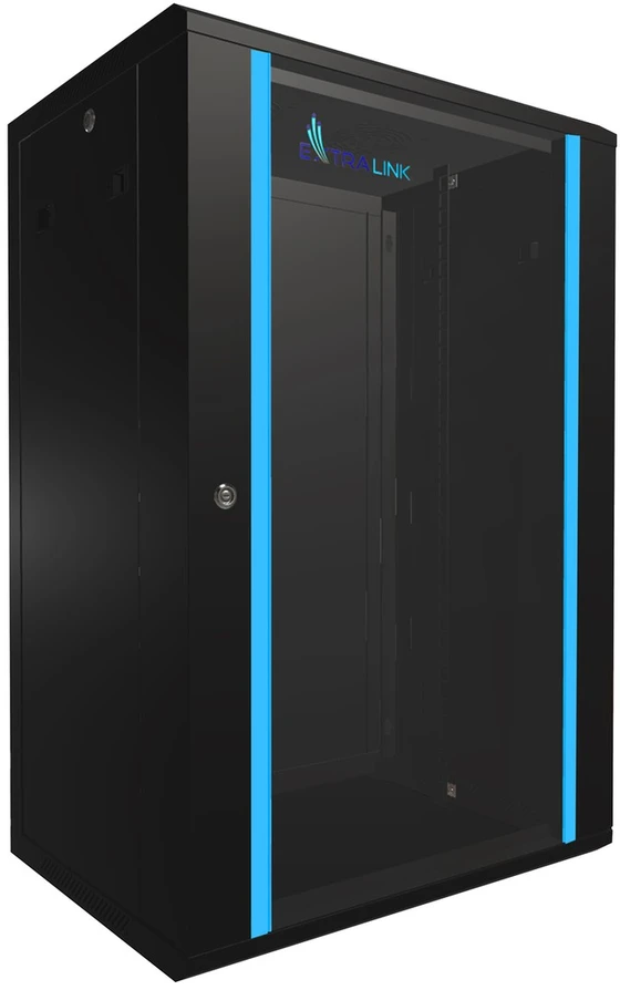 EXTRALINK 18U 600X450 ant sienos montuojama spintelė juodas