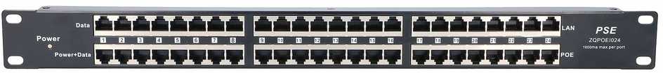 EXTRALINK 24 prievadų pasyvus PoE purkštukas / adapteris 10/100Mbps 12v ~ 48v DC stovas 19"