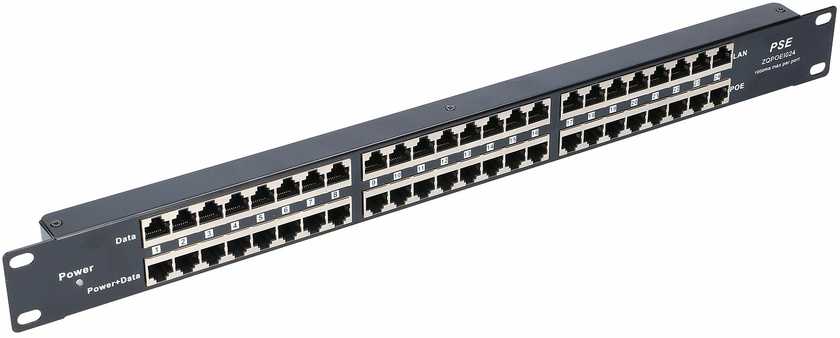 EXTRALINK 24 prievadų pasyvus PoE purkštukas / adapteris 10/100Mbps 12v ~ 48v DC stovas 19"