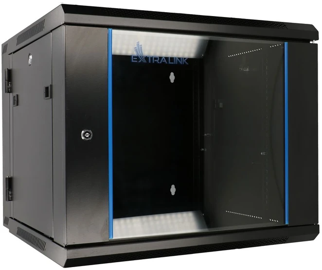 EXTRALINK 6U 600X600 AZH sieninė spintelė sūpynės tipo juodas
