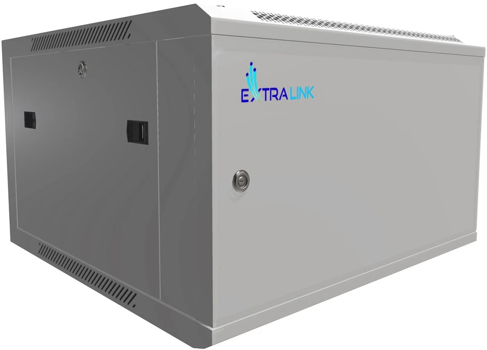 EXTRALINK 6U 600X600 ASP sieninė spintelė metalinių durų pilka