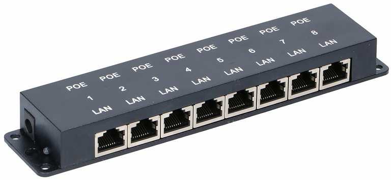 „Extralink“ 8 prievadų | PoE injektorius | 8x 100Mb/s RJ45