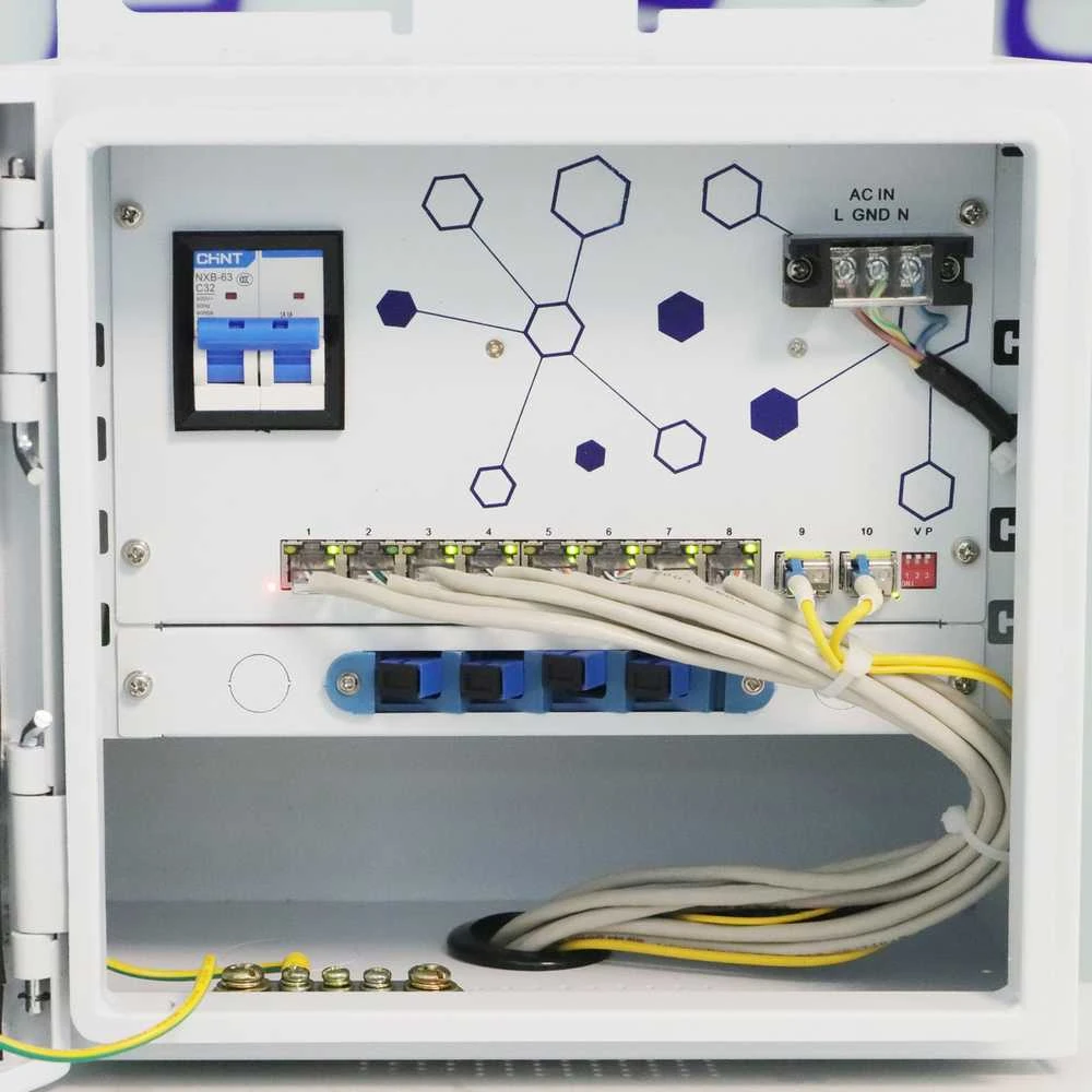 Šakotuvas Extralink atlasas | Išorinis PoE jungiklis | 8x RJ45 1000Mb/s PoE, 2x SFP, 120W, aktyvus aušinimas
