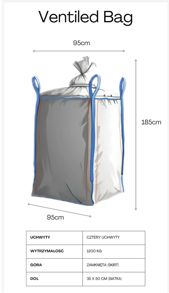 Extralink BIG BAG VENTILED 95X95X185CM 1200KG Z LEJEM
