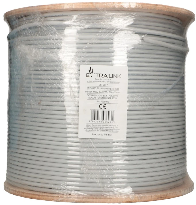 EXTRALINK CAT6A FFTP F/FTP vidinė vytos poros 500m LSZH