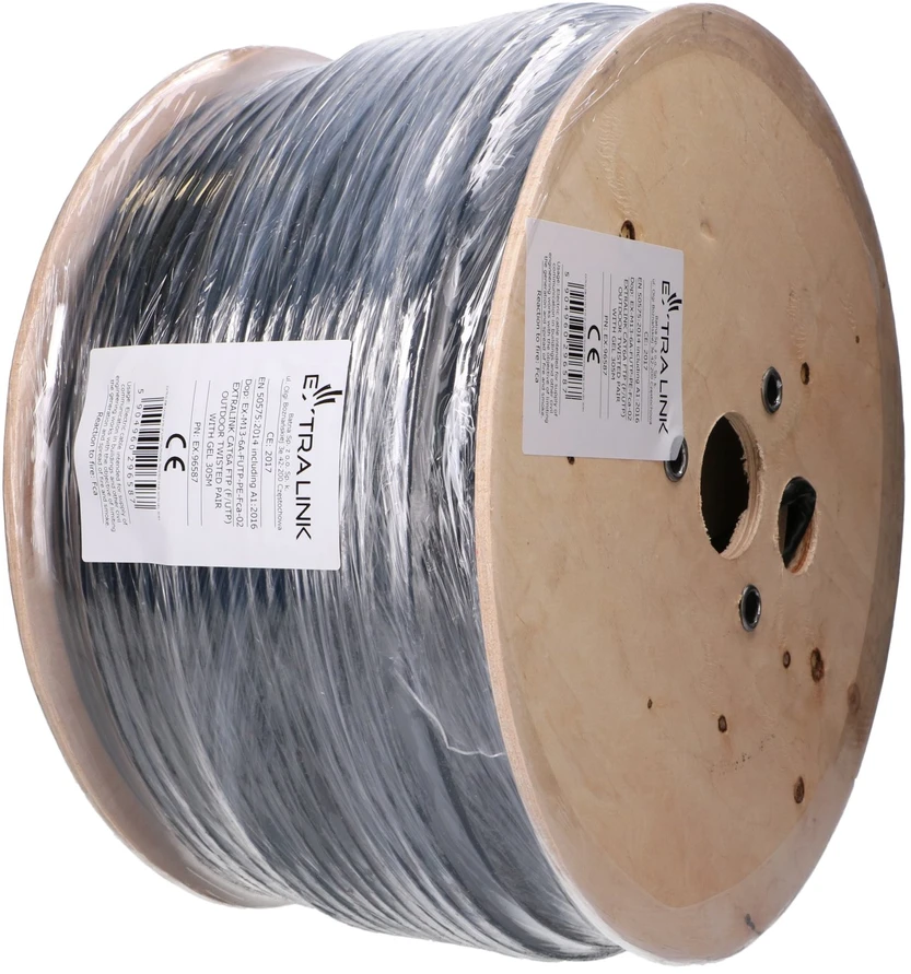 Extralink CAT6A FTP (F/UTP) lauko susuktos poros gelio kabelis 305M tinklo kabelis